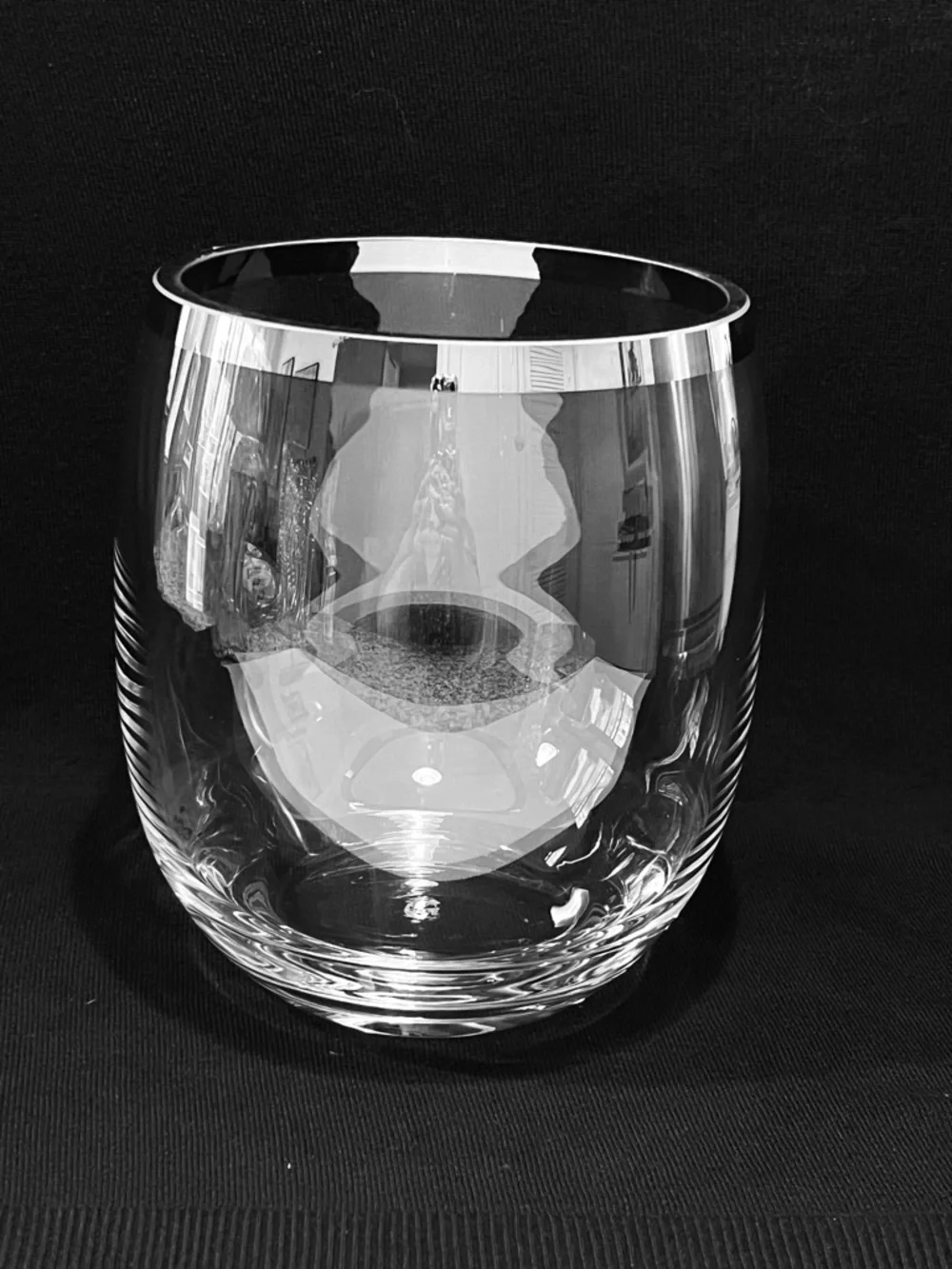 Crate & Barrel Crystal Vase or Champagne Basket Platinum Rim 8.25” Poland